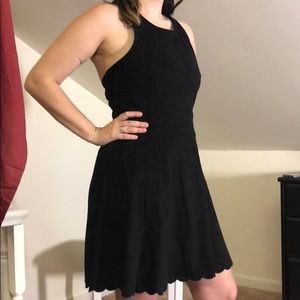 Express little black skater dress faux suede